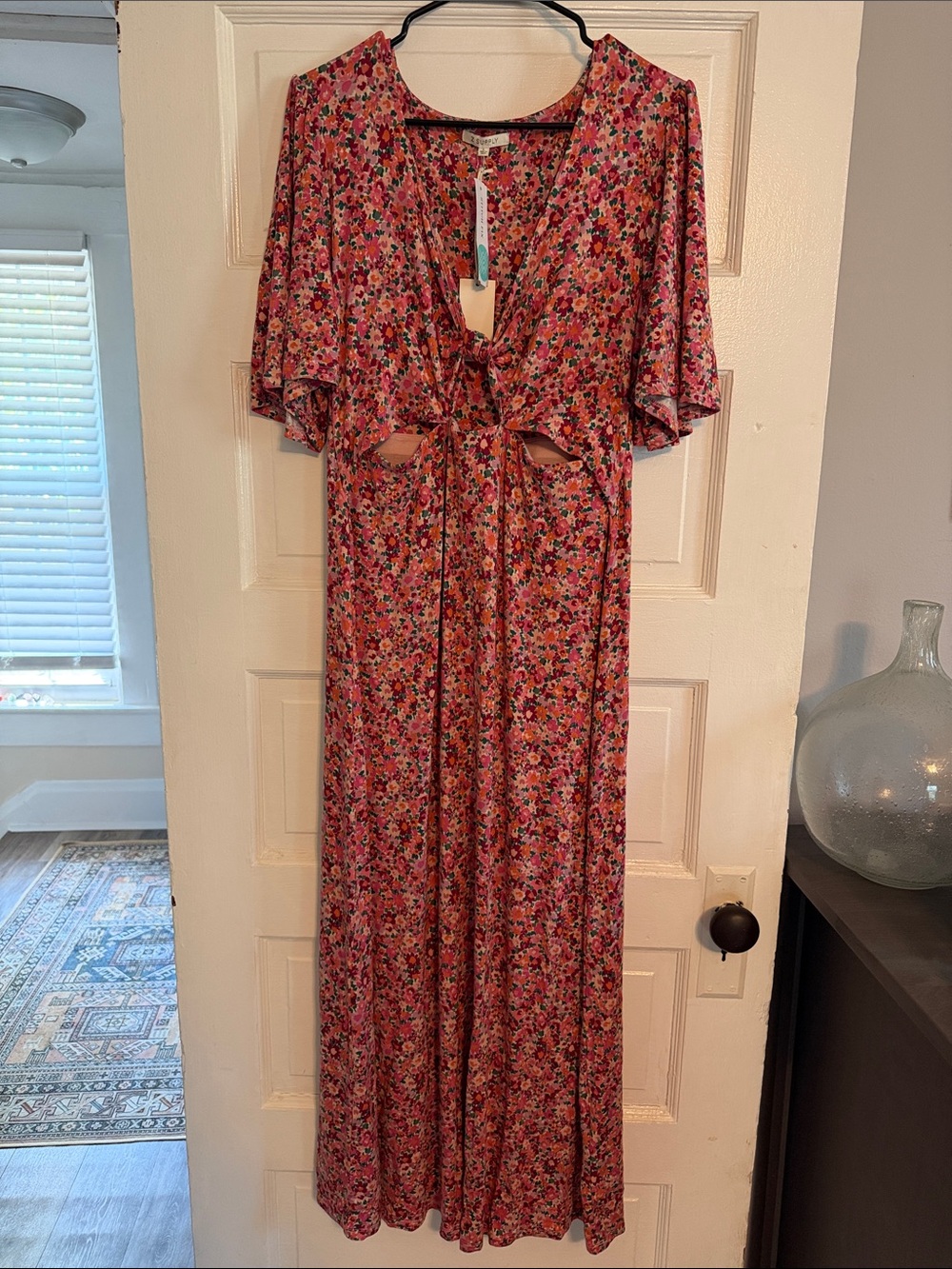 Z Supply Pink Multi Floral Midi Dress